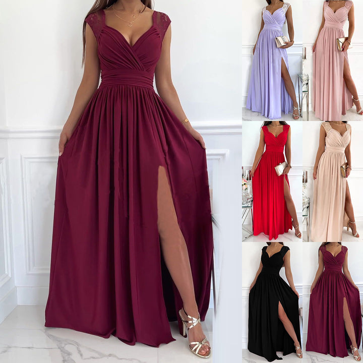 Dame Elegante Højslids-Maxi-Kjole Stilla 1751429438