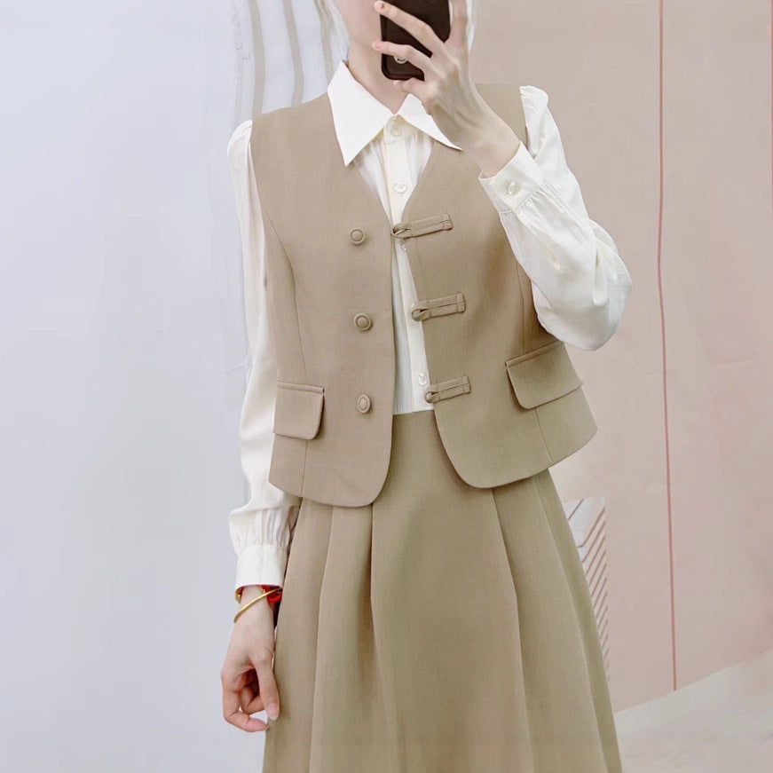 Dame elegant vest-nederdel kombination Stilla