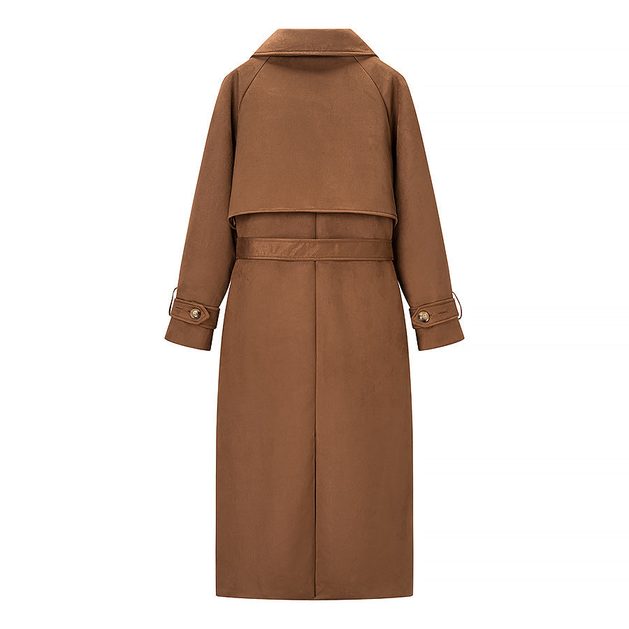 Damer Elegant Trench Coat lavet af blød suede imitation med praktisk bælte og fashionabel snit Stilla