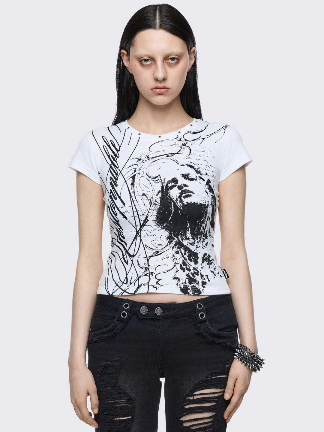 Dame Kreativt Grafik-Print T-Shirt Skovae