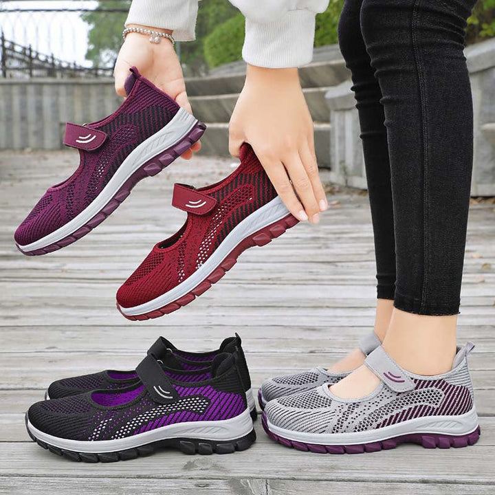 Dame Sportliche Slip-On Sneakers med Justerbar Rem og Åndbar Overfladestruktur Skovae