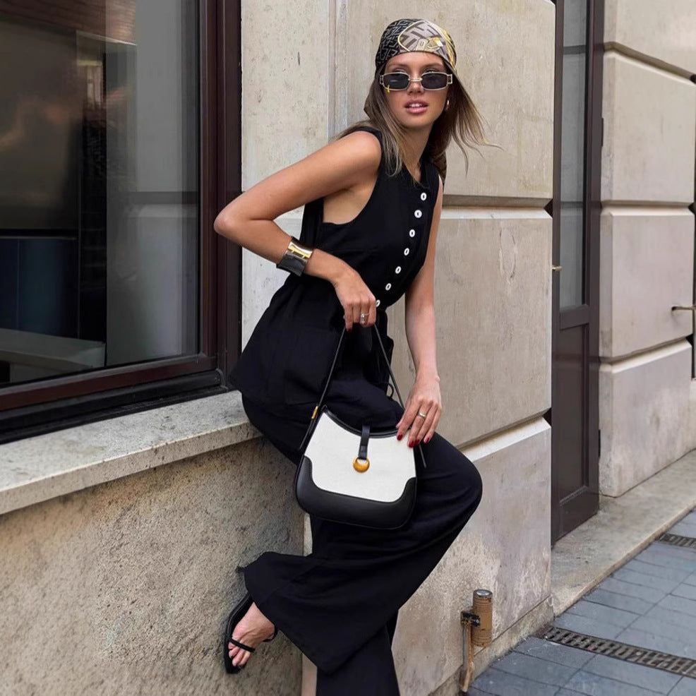 Dame Stylish Overall med trykknaplukning og praktiske lommer Stilla