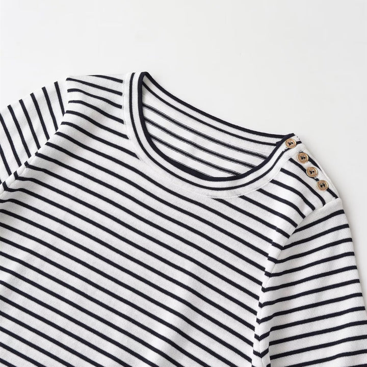 Dame stribet T-shirt med korte ærmer Skovae