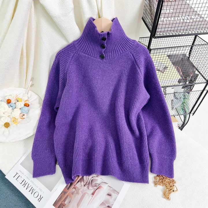 Kvinders varme højhalset sweater lavet af blødt strikket stof Stilla