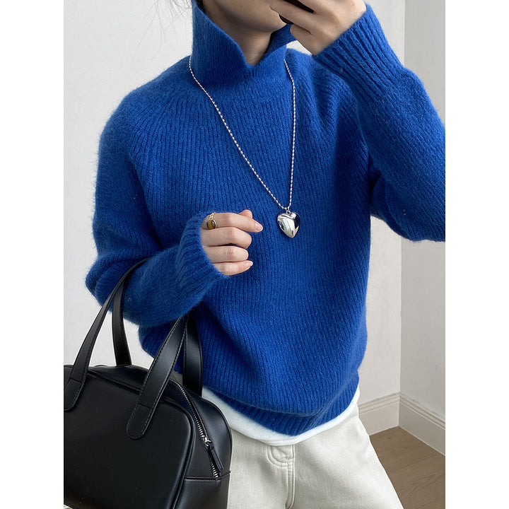 Dame sweater med polokrave og afslappet snit i blødt materiale Stilla