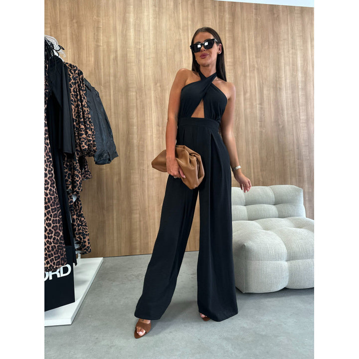 Dame Halterneck Bredben Jumpsuit Stilla