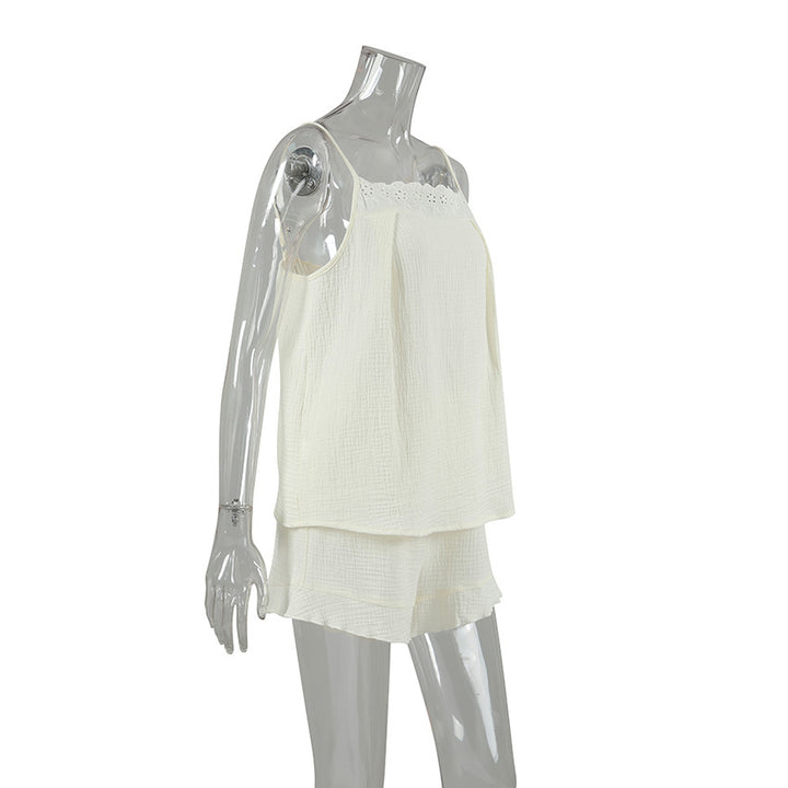 Dame afslappet shorts jumpsuit med spids og elastisk liv Stilla