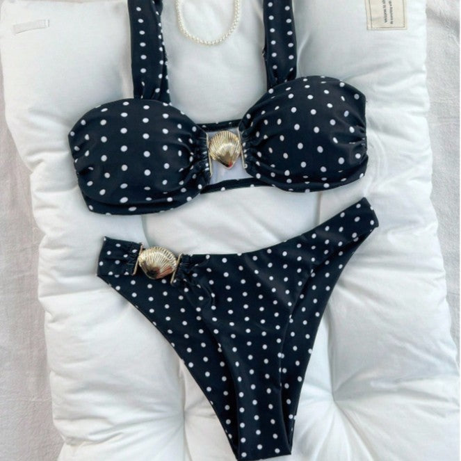 Dame Bandeau bikini sæt med musling detaljer Skovae