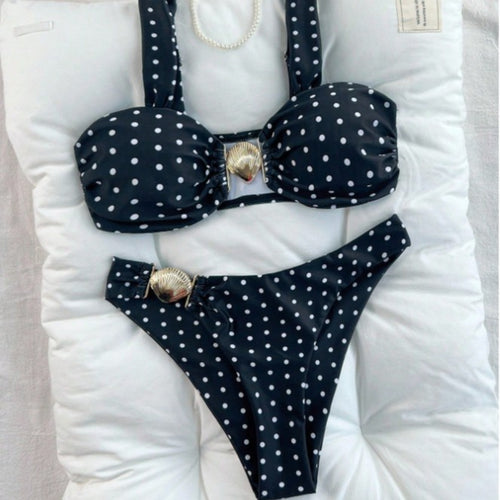 Dame Bandeau bikini sæt med musling detaljer Skovae