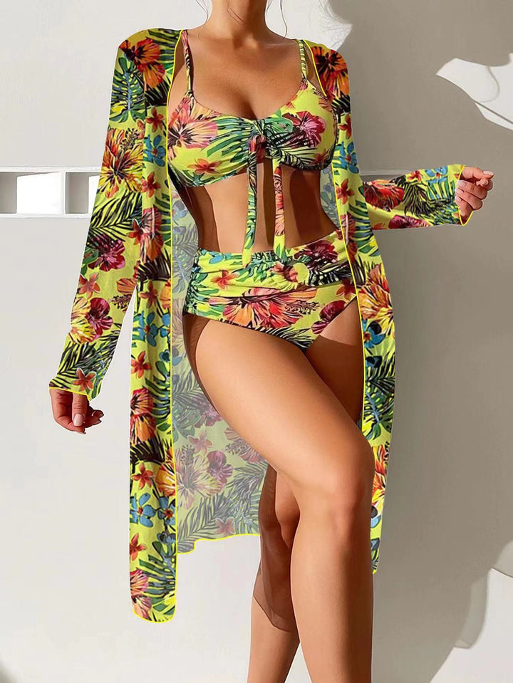 Femme Tropical Print To-delt Badedragt med gennemsigtig Cover-Up Stilla