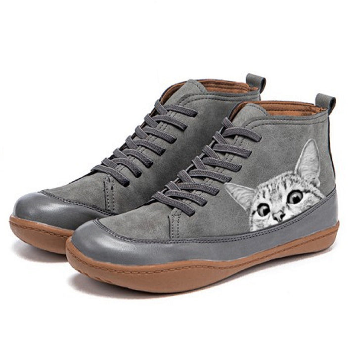Dame moderigtige Sneakers med unikt kattemotiv Stilla