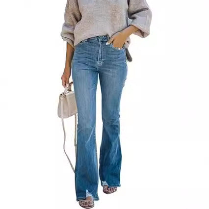 Dame tidløse jeans i moderne snit med cropped ben Skovae