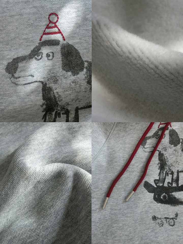 Dame hætte sweatshirt med trendy dyremotiv og praktiske kængurulommer Stilla