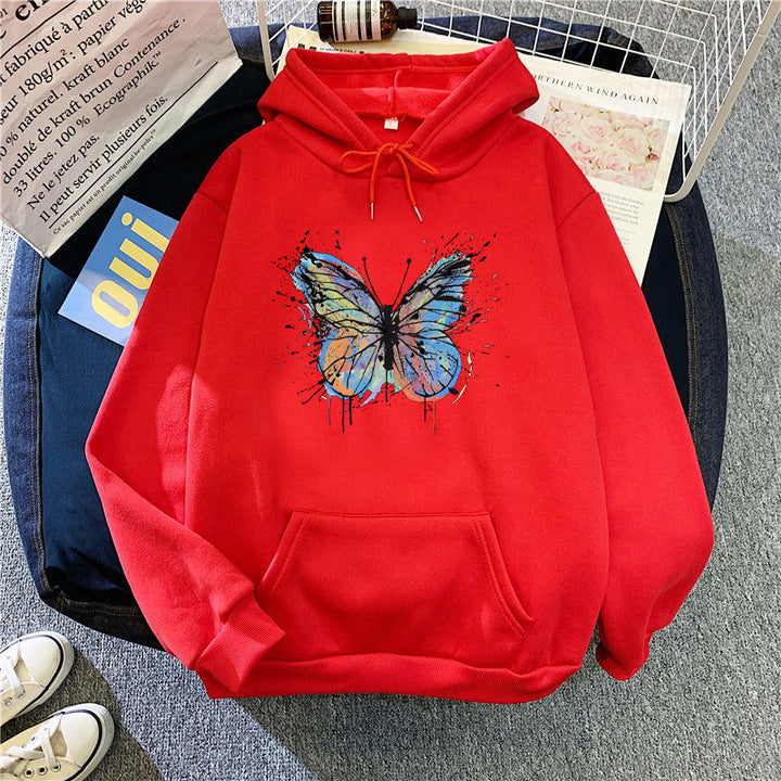 Kvinders hoodie med tiltalende sommerfugledesign Skovae