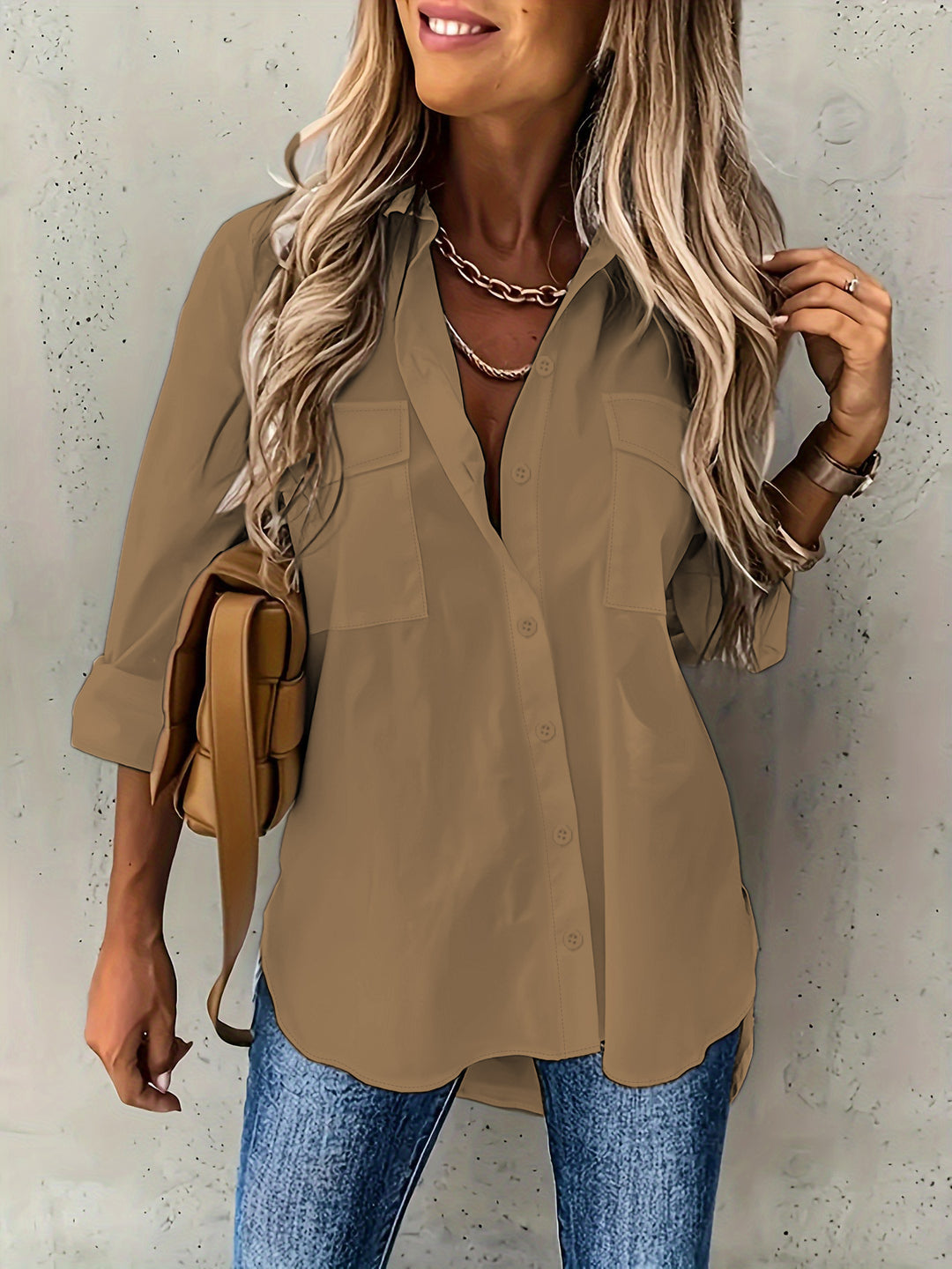 Dame mode overshirt med lommer Stilla