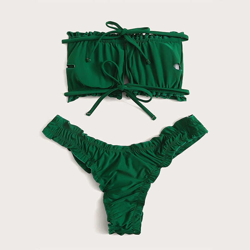Dame bikini-sæt med voluminøse ruffle-detaljer Skovae