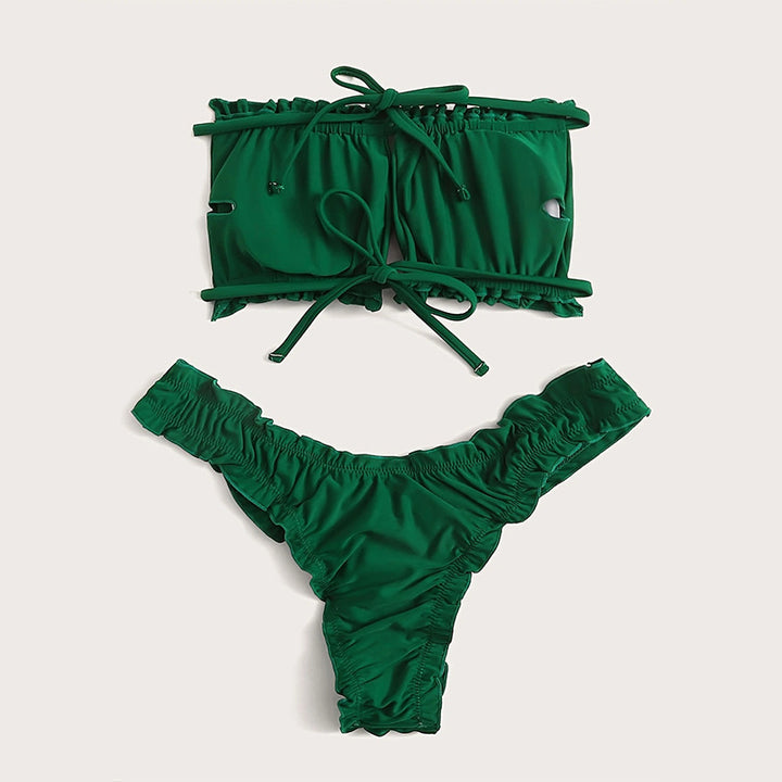 Dame bikini-sæt med voluminøse ruffle-detaljer Skovae