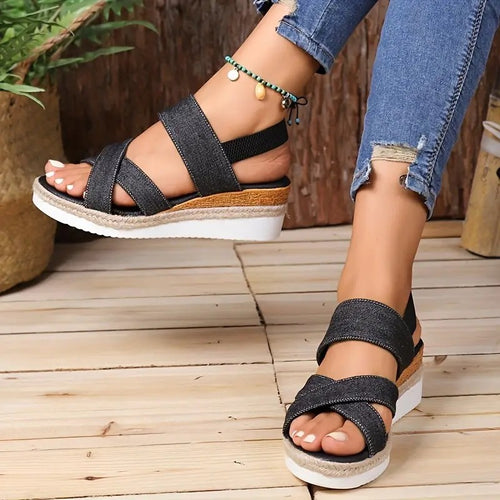 Dame Wedge-sandaler med flettet design og ergonomisk fodseng Stilla