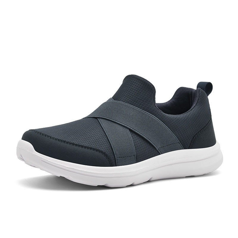 Dame nan elastisk Slip-On Komfort-sneaker med åndbart strikkoverdel, krydsede strækremme og stødabsorberende EVA-sål Skovae