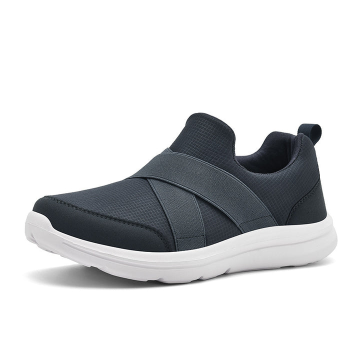 Dame nan elastisk Slip-On Komfort-sneaker med åndbart strikkoverdel, krydsede strækremme og stødabsorberende EVA-sål Skovae
