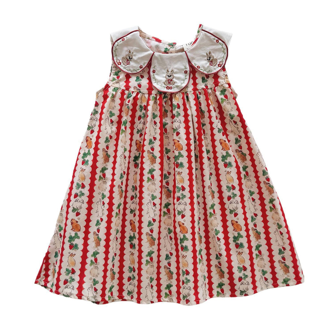 Pige vintage-inspireret blomster A-linie kjole med broderet krave Stilla