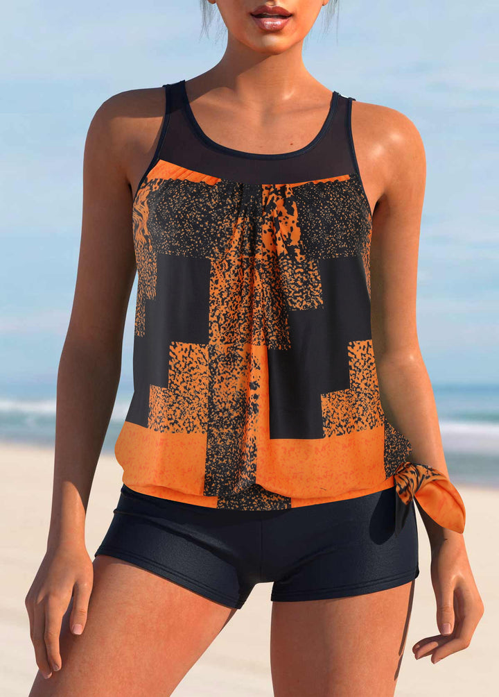 Dame Sporty Tankini-sæt med figurskæmmende snit Stilla