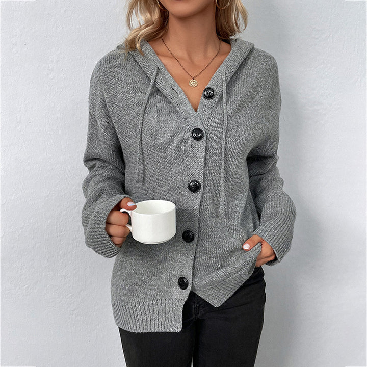 Dame hoodie cardigan med grov tekstur Stilla