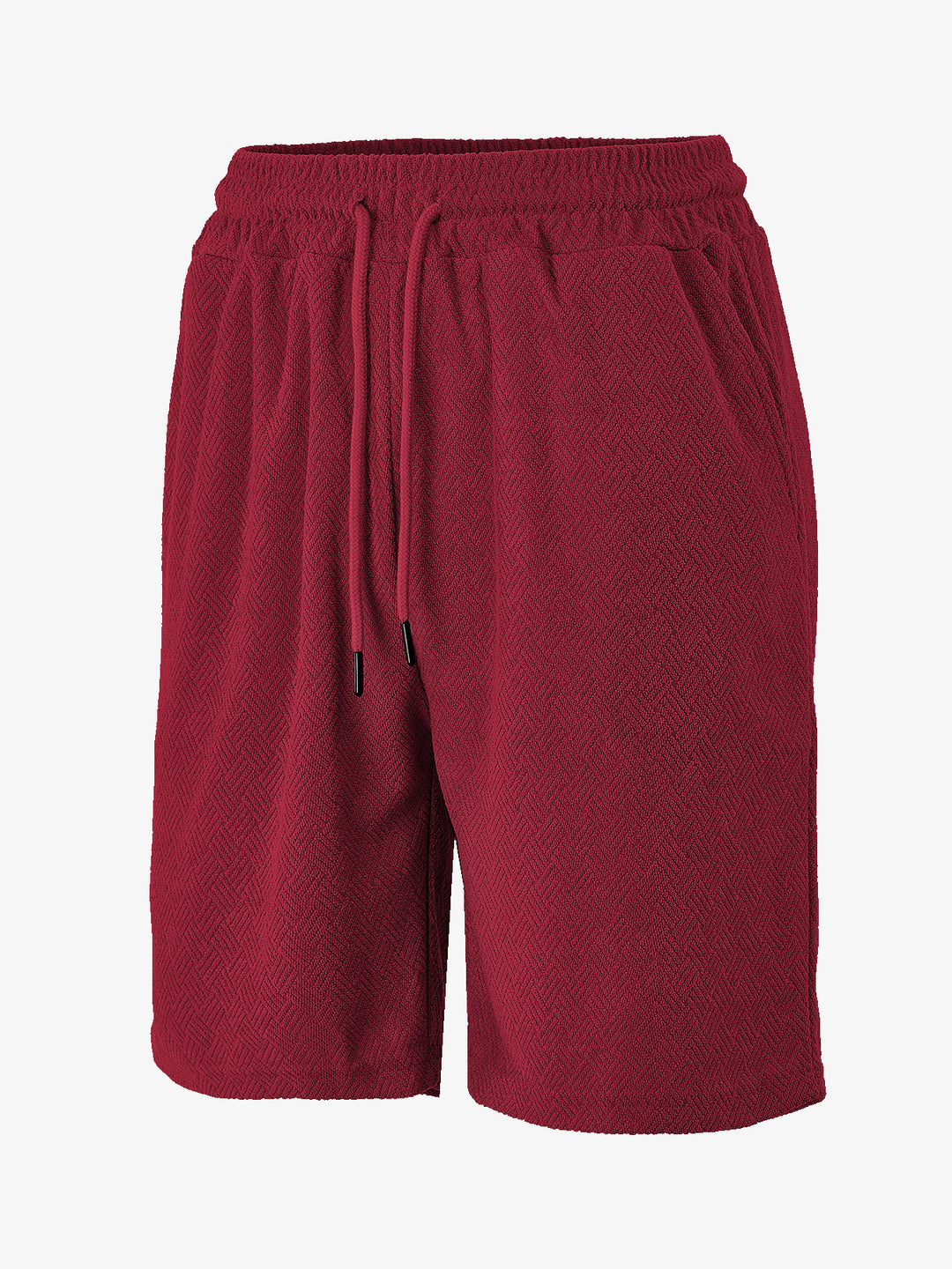 Herrer Frottee-shorts med fiskebensmønster, elastisk snor i taljen og sidelommer Skovae