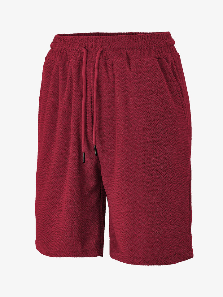 Herrer Frottee-shorts med fiskebensmønster, elastisk snor i taljen og sidelommer Skovae