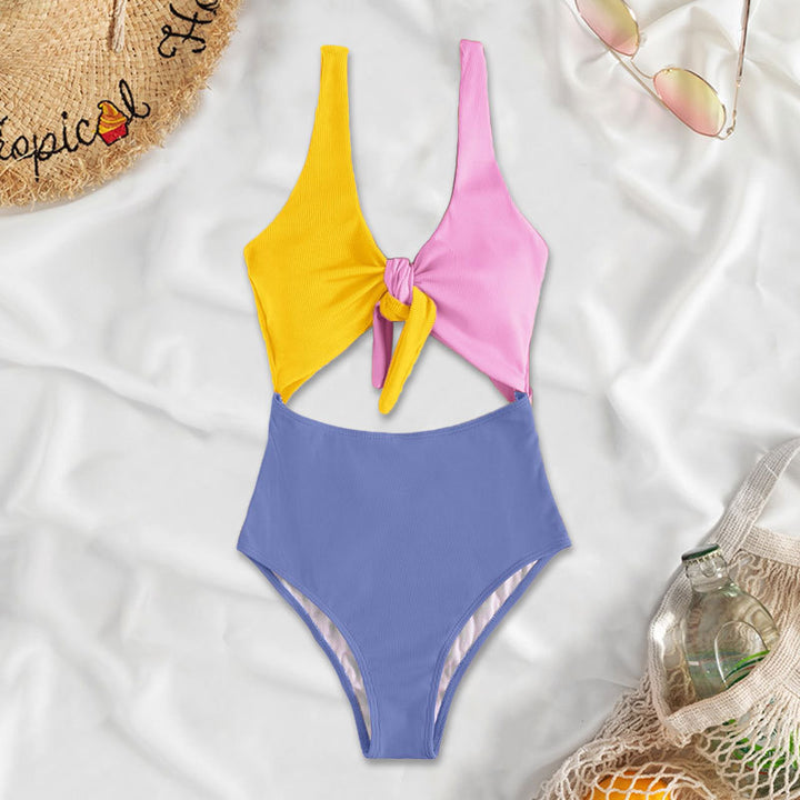 Dame triangel-bikini-sæt med justerbart knudedesign Skovae