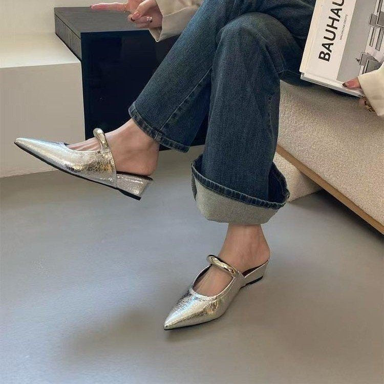 Dame spidse Slingback-muler med slankt spændeakcent Stilla