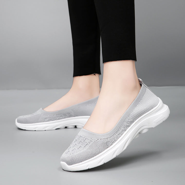 Dame nan Hybrid-Ballerina-Sneaker med sømløst strikket overmateriale, ergonomisk komfortfodbed og skridsikre såler Skovae