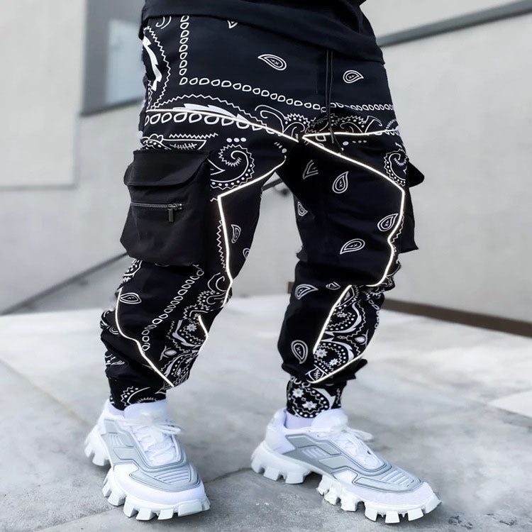 Herre nan Bandana-Cargo-joggingbukser med snor og elastiske manchetter Skovae