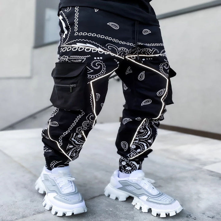 Herre nan Bandana-Cargo-joggingbukser med snor og elastiske manchetter Skovae