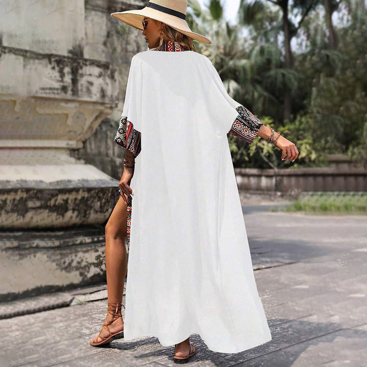 Dame Let Trykt Kimono Wrap Stilla