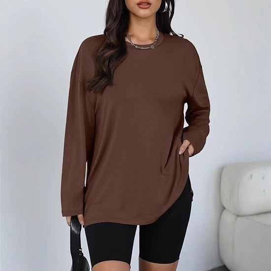 Kvinders Casual Langærmet T-Shirt med Side Slids Stilla