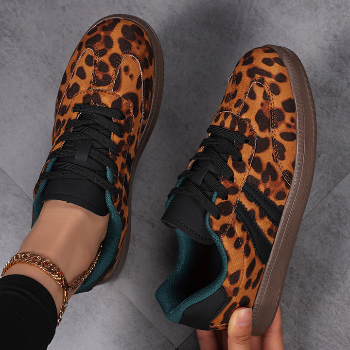 Dame nan leopardmønster wildlærgslook sneakers med ergonomisk polstret sål og skridsikre gummisåler skovae