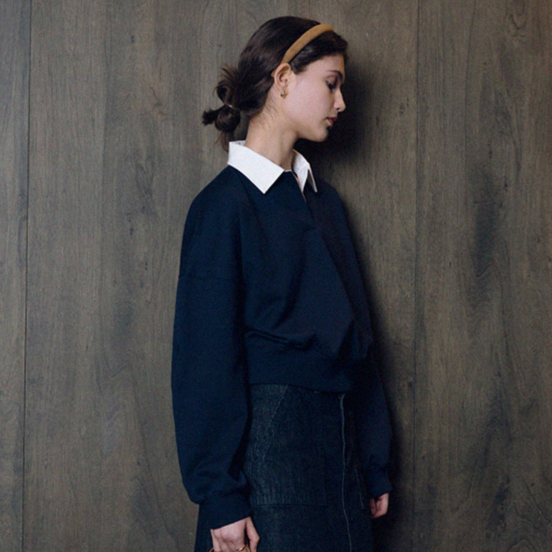 Dame Sweatshirt med skjortekrave og trendy oversized-design Stilla