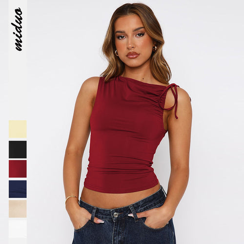 Dame One-Shoulder Top i blødt strækstof Stilla
