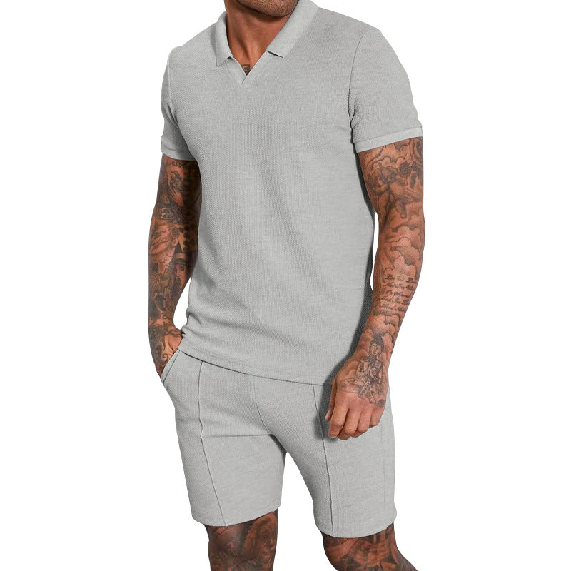 Herrer polo shirt og shorts sæt lavet af åndbart strukturelt materiale Stilla