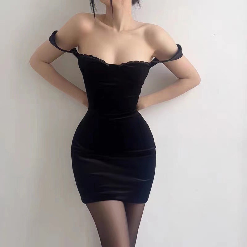Dame sexy natkjole med blondepynt Stilla