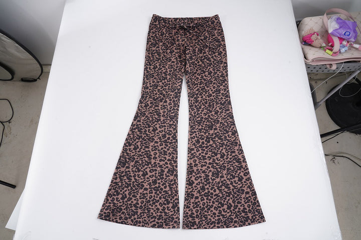 Dame modische Flared-Leggings i leopardmønster Skovae