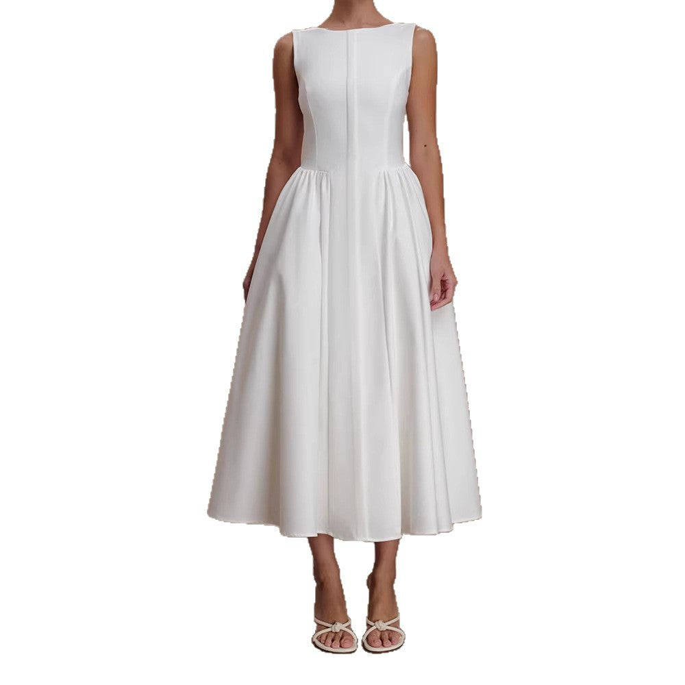 Dame Elegant Midikjole med feminine A-formet nederdel Skovae