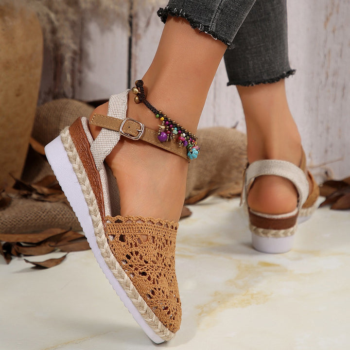 Dame sommerlige Espadriller med luftig hækle-look og justerbar rem Stilla