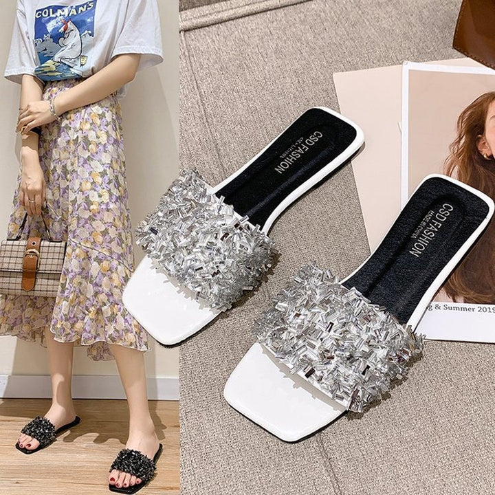 Dame Glamourøse Slippers med glitrende strass-akkent Stilla