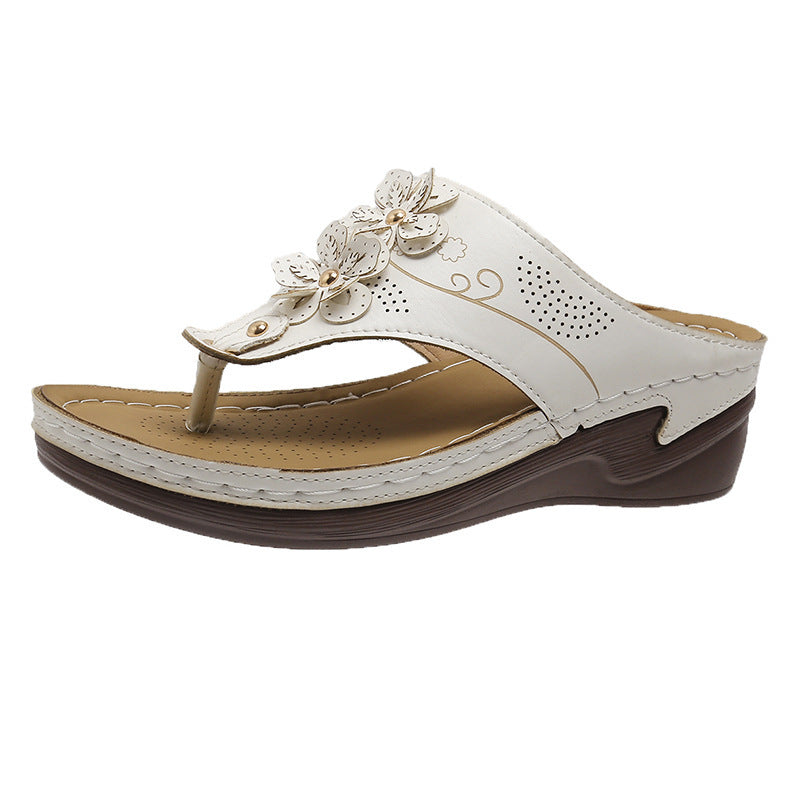 Dame Wedge-sandaler med elegant blomsterapplikation og anatomisk fodseng Stilla