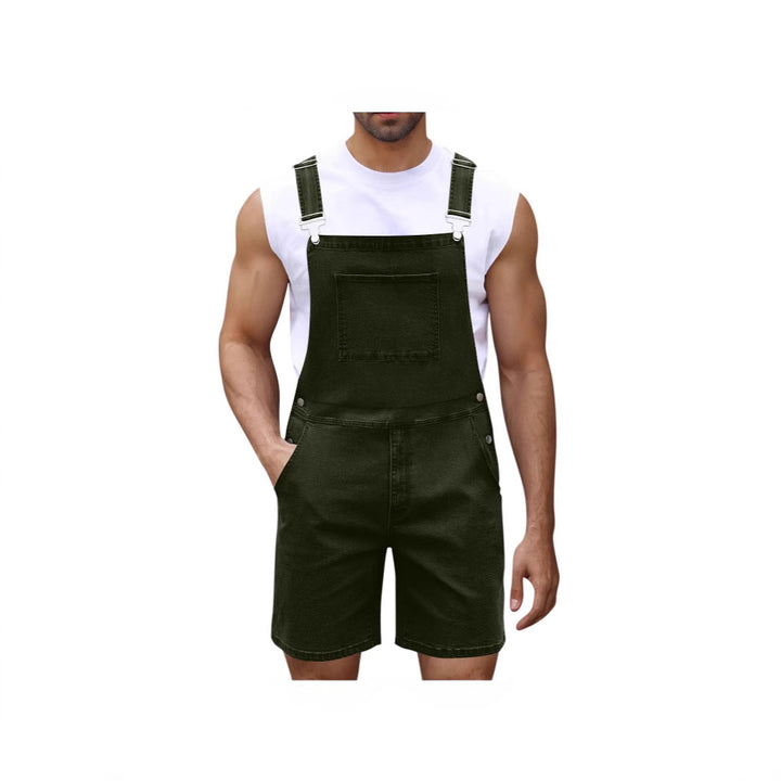 Herrer Denim-Latzshorts med moderne lommer og justerbare stropper Skovae