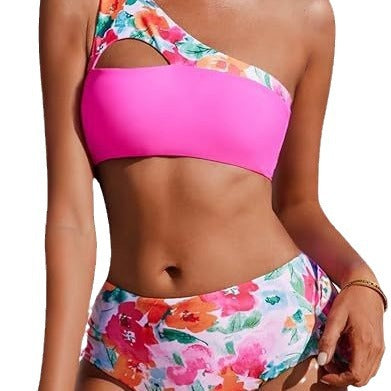Dame asymmetrisk skåret floral bikini-sæt Stilla