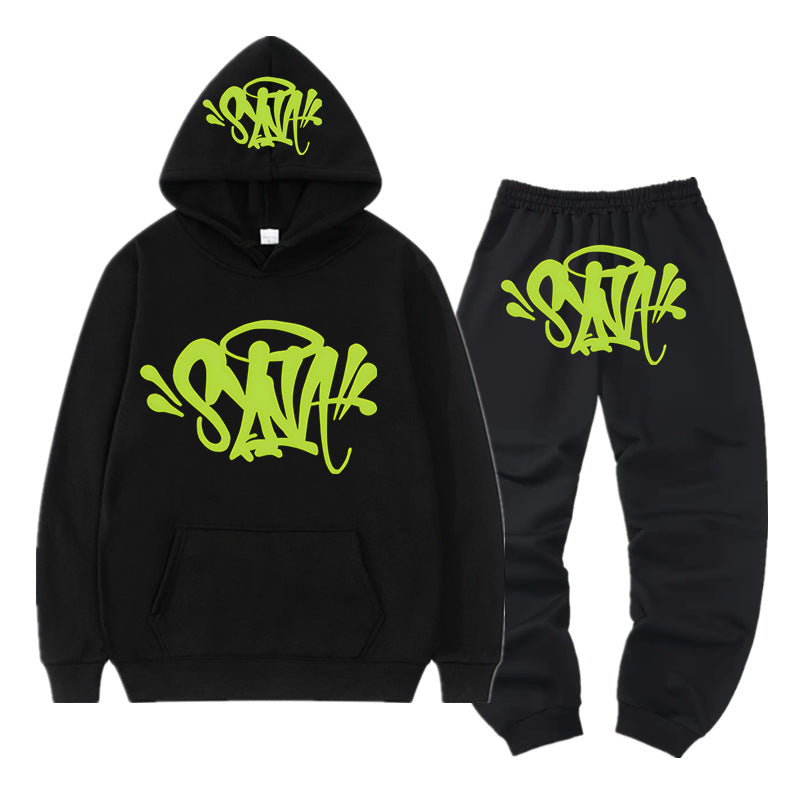 Dames hoodie og jogger sæt med kreativ graffiti design Skovae