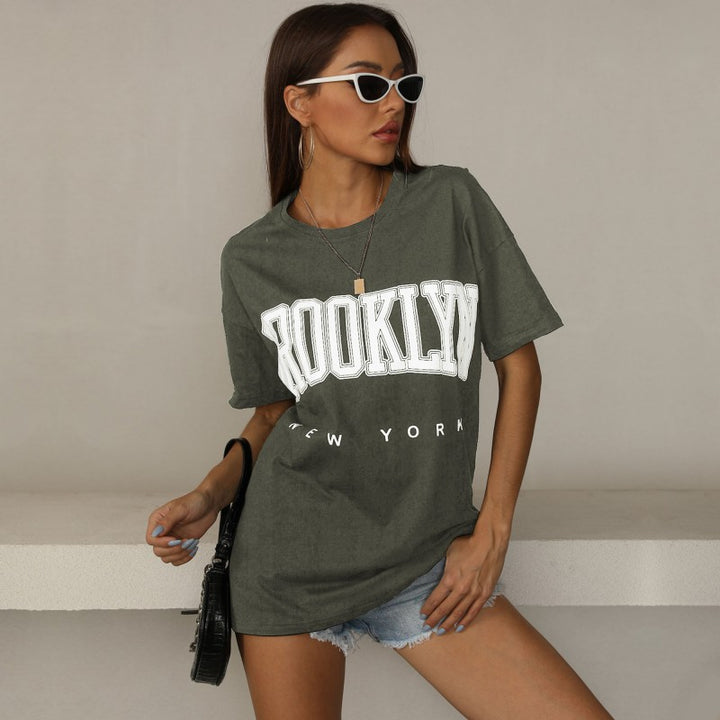 Kvinders oversized T-shirt med trendy Brooklyn print Stilla